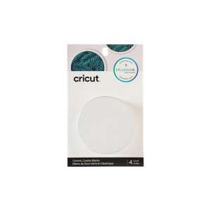 Lot de 4 sous-verres ronds en céramique Cricut - Blanc Lot de 4 sous-verres ronds en céramique Cricut - Blanc