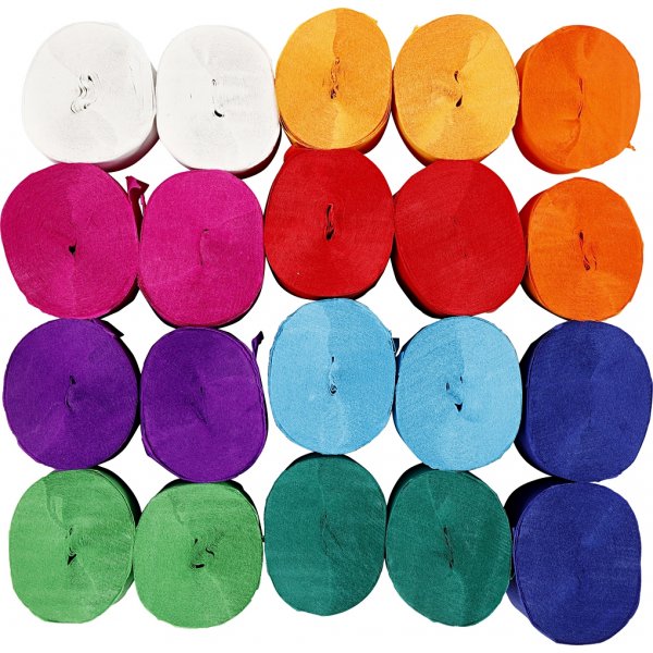 Rouleaux de papier crpon - couleurs mlanges - 20 rouleaux