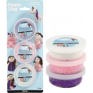 Foam Clay® - rose - violet - blanc - paillettes, métallisées - 3 x 14 g Foam Clay® - rose - violet - blanc - paillettes, métallisées - 3 x 14 g