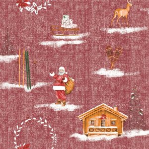 Toile cirée PVC Père Noël - Rouge Toile cirée PVC Père Noël - Rouge