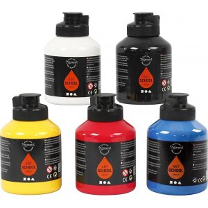 Pigment Art School - couleurs primaires - semi-brillant - 5 x 500 ml Pigment Art School - couleurs primaires - semi-brillant - 5 x 500 ml