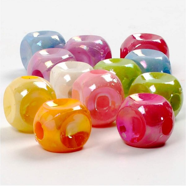 Perles en plastique Dice mix - 10 x 10 mm - 125 ml Perles en plastique Dice mix - 10 x 10 mm - 125 ml