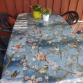 Image client Tissu ciré Fleurs & Oiseaux - Bleu