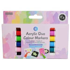 Stylos acryliques bicolores, lot de 6 - duo à base d'eau Stylos acryliques bicolores, lot de 6 - duo à base d'eau
