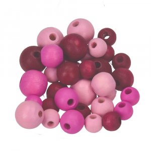 Perles en bois 8,10,12 mm - mélange rose 25 g taille mix Perles en bois 8,10,12 mm - mélange rose 25 g taille mix