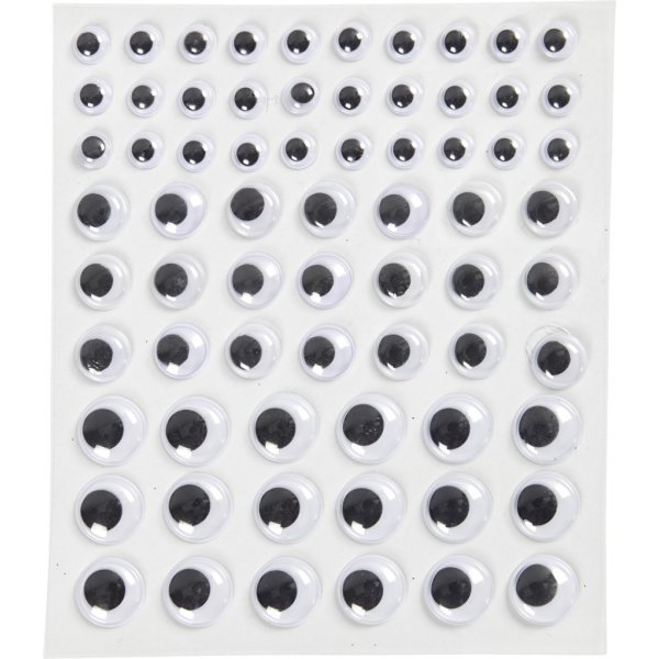 Yeux mobiles - blancs - autocollants - Ø8+12+14 mm - 69 pcs Yeux mobiles - blancs - autocollants - Ø8+12+14 mm - 69 pcs