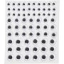 Yeux mobiles - blancs - autocollants - Ø8+12+14 mm - 69 pcs