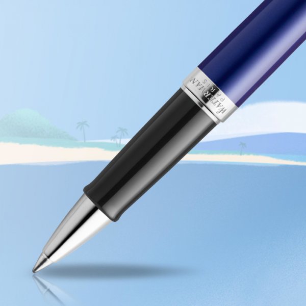 Stylo roller Waterman Hémisphère Deluxe French Riviera - Bleu marine - Fin