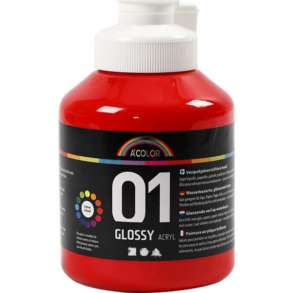 Peinture scolaire - Acrylique - rouge - brillante - 500 ml