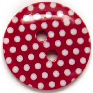 Bouton Rond 2 trous 15 mm 6pcs - Rouge à pois blancs Bouton Rond 2 trous 15 mm 6pcs - Rouge à pois blancs