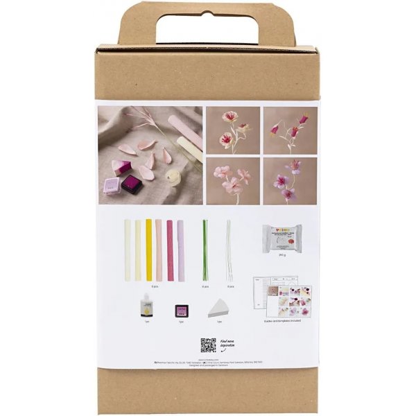 Kit DIY Papier crpon, couleurs pastel, Fleur