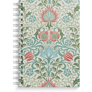Carnet A5 à spirale, ligné, motif fleurs bleues et vertes Carnet A5 à spirale, ligné, motif fleurs bleues et vertes