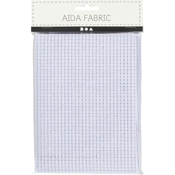 Tissu  broder Ada - blanc - 50x50 cm, 24 carrs par 10 cm