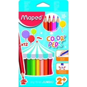 Coffret de crayons de couleur - Maped - Color' peps 12 crayons jumbo Coffret de crayons de couleur - Maped - Color' peps 12 crayons jumbo
