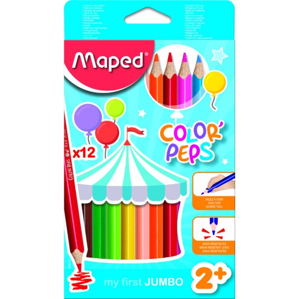 Coffret de crayons de couleur - Maped - Color' peps 12 crayons jumbo