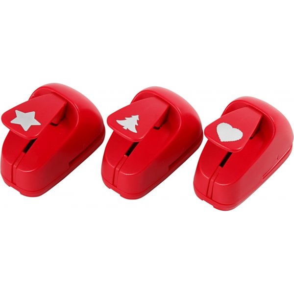 Perforatrice - rouge - toile - coeur - sapin de Nol - 3 pcs