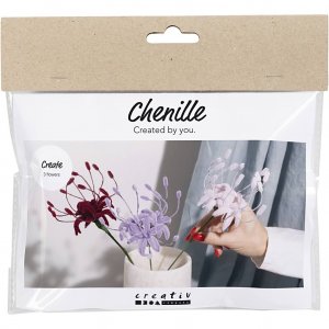 Kit de mini fleurs en cure-pipes à faire soi-même - Lys araignée, rose tendre, lilas clair et rouge foncé Kit de mini fleurs en cure-pipes à faire soi-même - Lys araignée, rose tendre, lilas clair et rouge foncé