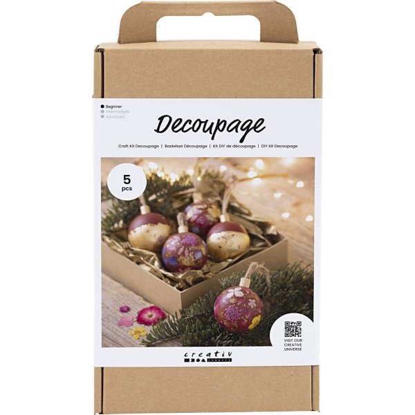 Kit DIY Dcoupage - Nol rouge - Fleurs sches