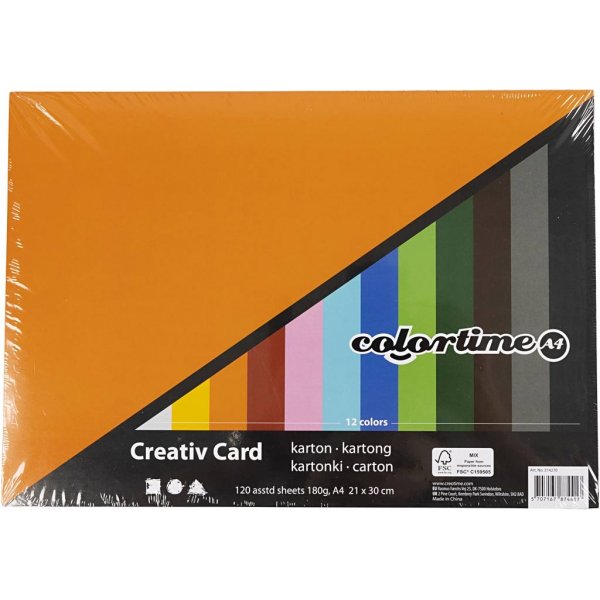 Carton cratif - couleurs mlanges - A4 - 12x10 pcs