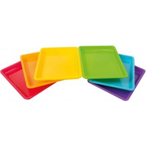 Plateau en plastique 28 x 22 x 3 cm, 6 couleurs, 12 pièces Plateau en plastique 28 x 22 x 3 cm, 6 couleurs, 12 pièces