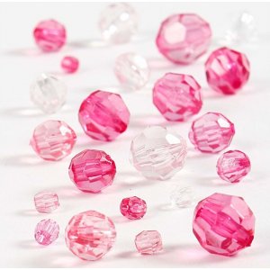 Perles en plastique à facettes Harmony - mixtes - rose - 45 g Perles en plastique à facettes Harmony - mixtes - rose - 45 g