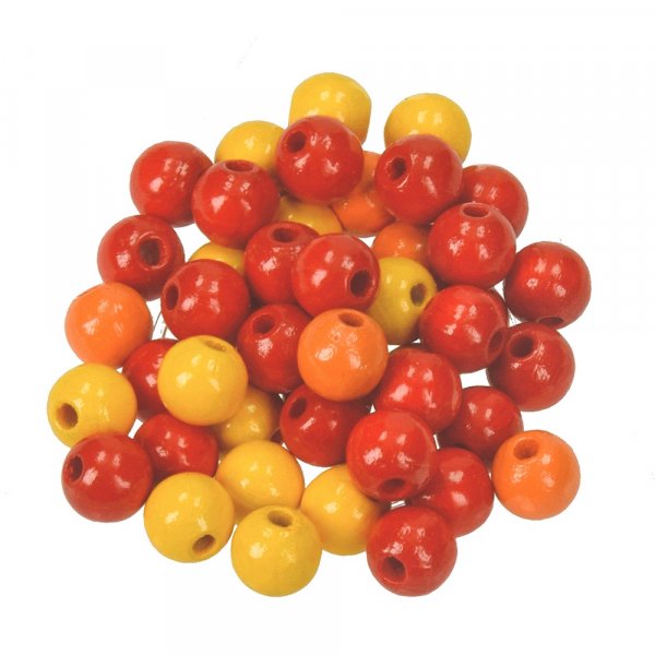 Perles rondes en bois de couleurs mlanges - 8mm 25g