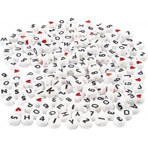 Perles lettres - noir/blanc - Ø7 mm - env. Perles lettres - noir/blanc - Ø7 mm - env.