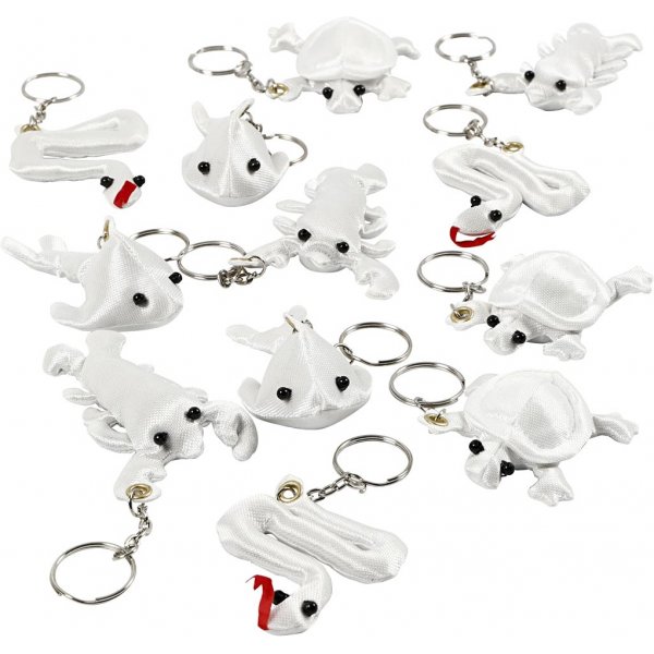 Figurines textiles avec porte-cls - blanc - 4 x 3 pcs