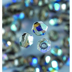 Perles de verre à facettes - grises - rondes, chatoyantes Perles de verre à facettes - grises - rondes, chatoyantes
