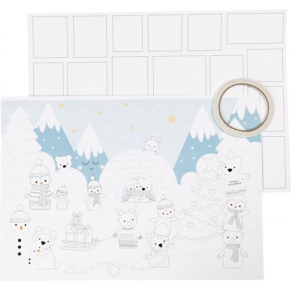 Calendrier de Noël en carton - blanc - 3 pcs Calendrier de Noël en carton - blanc - 3 pcs