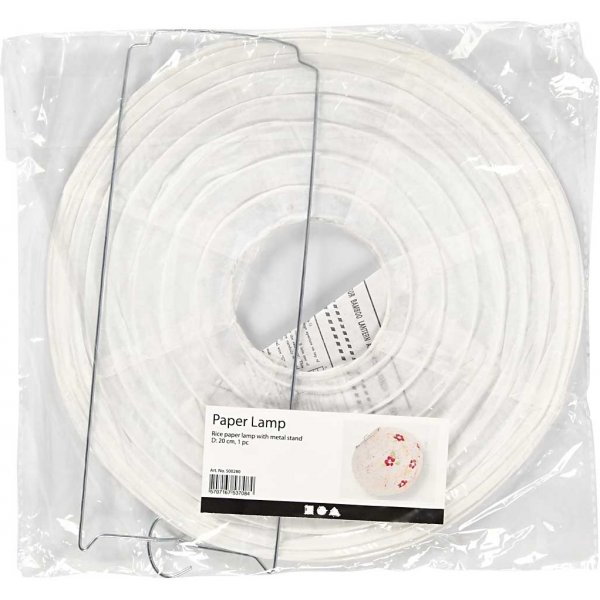 Lampe en papier - Blanc - Ronde - 20 cm