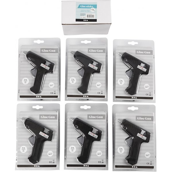 Pistolets  colle avec colle -130C - Basse temprature - Lot de 6 pistolets et 200 btons de colle