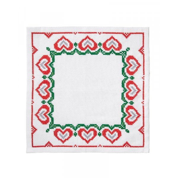 Kit de broderie Toile - Coeurs dans un carr