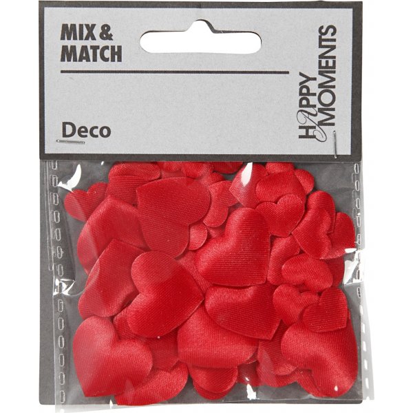 Coeurs en satin - rouge - 70 pcs