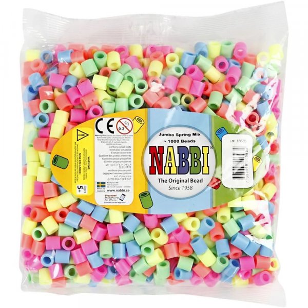 NABBI Perles tube Jumbo 1000 pcs - Couleurs pastel
