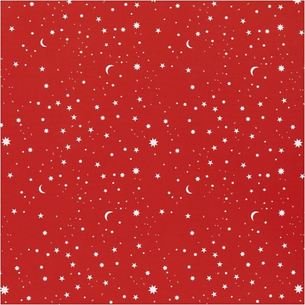Papier cadeau - rouge fonc - toiles et lunes - 100 m