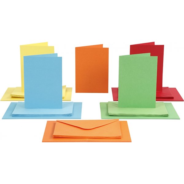 Cartes et enveloppes - couleurs mlanges 11,5 x 16,5 cm - 50 sets