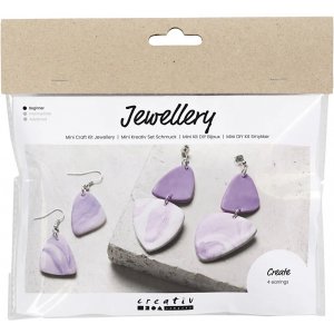 Mini DIY Kit Bijoux, violet clair, Boucles d'oreilles marbrées Mini DIY Kit Bijoux, violet clair, Boucles d'oreilles marbrées