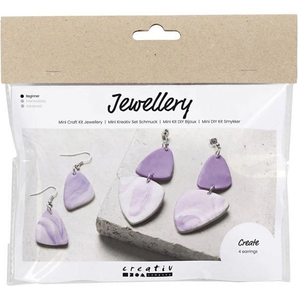 Mini DIY Kit Bijoux, violet clair, Boucles d'oreilles marbres
