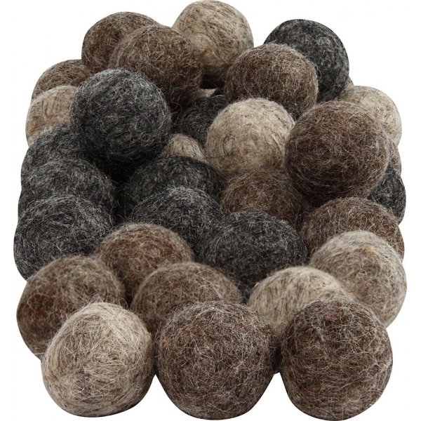 Perles de laine - couleurs naturelles - 64 pcs