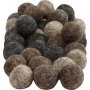 Perles de laine - couleurs naturelles - 64 pcs
