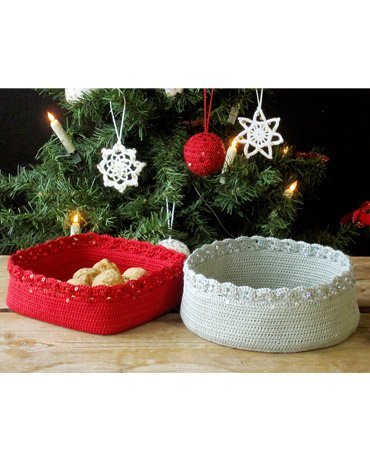 Patron au crochet - Set de table au crochet, rond de serviette, panier rond et carr, dcoration sapin de Nol