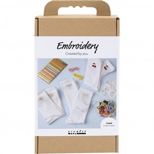 Kit de broderie DIY pour chaussettes blanches (3 paires) Kit de broderie DIY pour chaussettes blanches (3 paires)