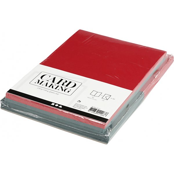 Cartes et enveloppes - vert et rouge - 11,5 x 16,5 cm - 50 sets Cartes et enveloppes - vert et rouge - 11,5 x 16,5 cm - 50 sets