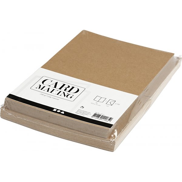 Cartes et enveloppes - naturel - 11,5 x 16,5 cm - 50 sets