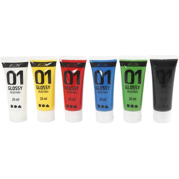 Peinture scolaire - Acrylique - couleurs standards - brillante - 6 x 20 ml Peinture scolaire - Acrylique - couleurs standards - brillante - 6 x 20 ml