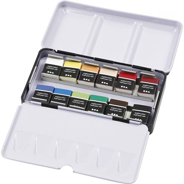 Peintures aquarelle Art Aqua - couleurs standard - 12 pcs