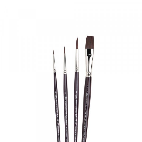 Brosse synthtique W&N Galeria Round - Paquet de 4 tiges courtes