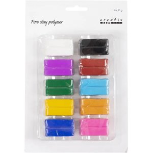 Argile polymère fine, colorée, 10x20 g Argile polymère fine, colorée, 10x20 g