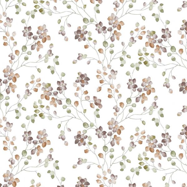 Toile cire textile feuille vert/cognac